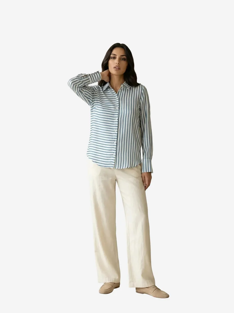 MY FASHION MY FASHION Striped Long-Sleeve Button-Front Shirt