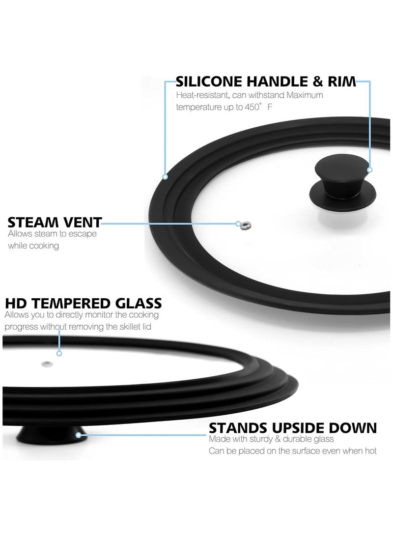 Universal Lid for Pots Pans and Skillets Tempered Glass Covered with Heat Resistant Silicone Rim Diameter Cookware Easy to Use Replacement Frying Pan Cover (6" x 7" x 8"/ 16-18-20cm) - Image 3