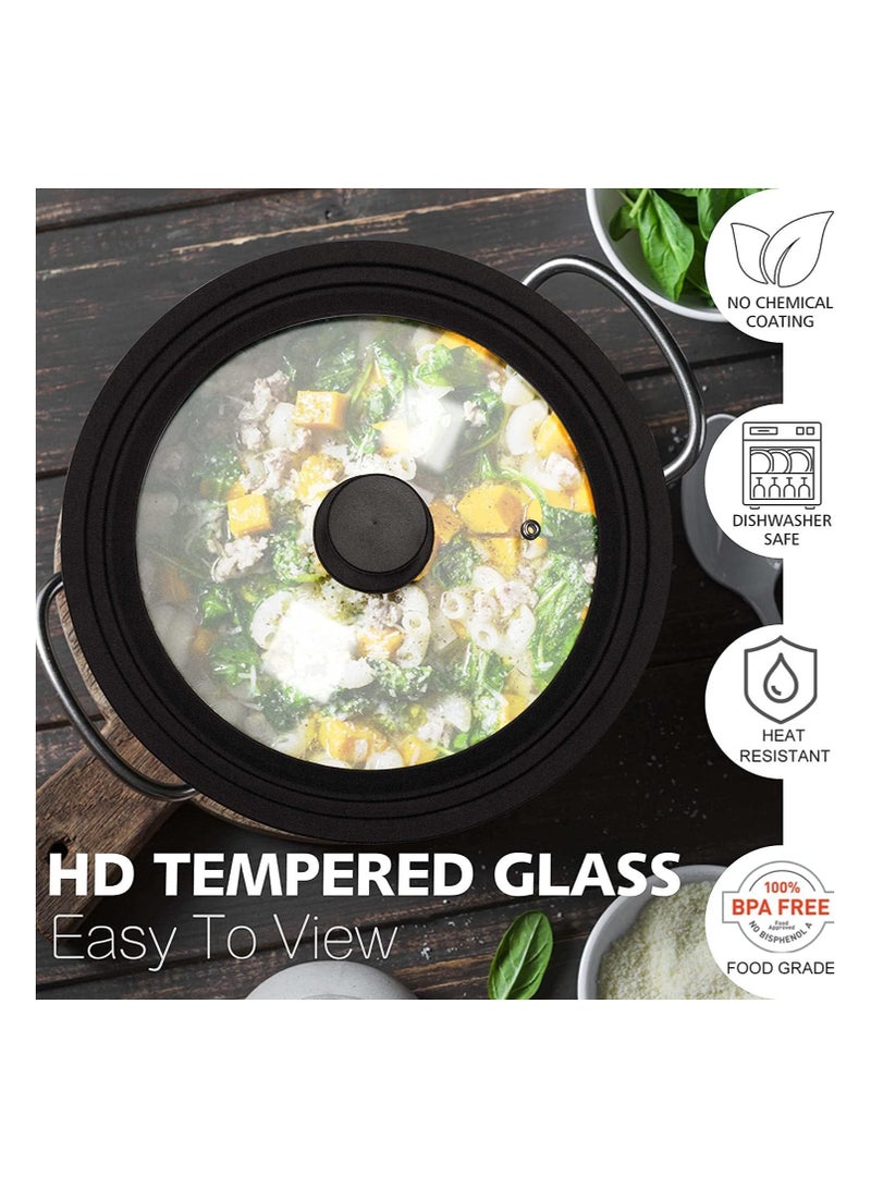 Universal Lid for Pots Pans and Skillets Tempered Glass Covered with Heat Resistant Silicone Rim Diameter Cookware Easy to Use Replacement Frying Pan Cover (6" x 7" x 8"/ 16-18-20cm) - Image 5