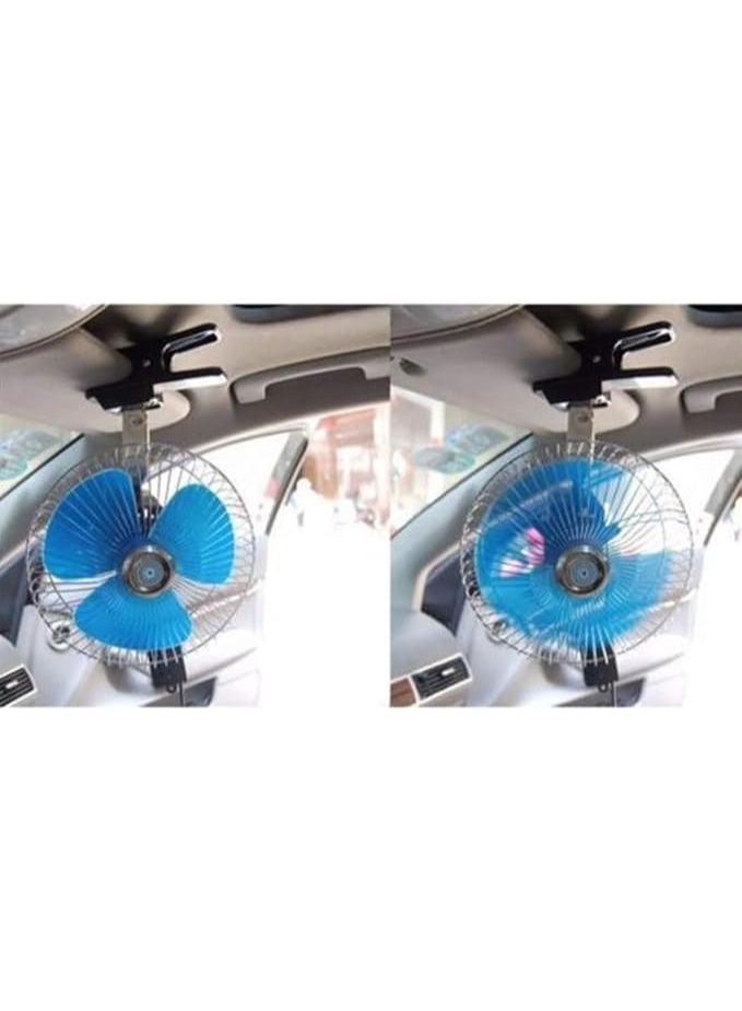 12V Car Clip On Oscillating Fan 18CM Dashboard Cooling Fan with Cigarette Lighter Plug 1M Cable - Image 2