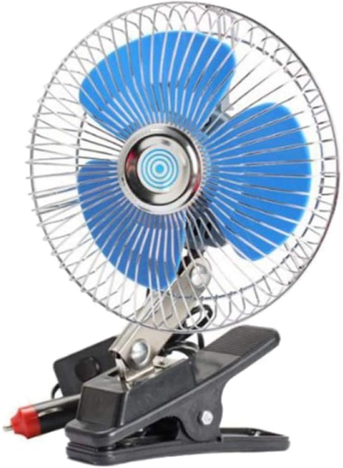 12V Car Clip On Oscillating Fan 18CM Dashboard Cooling Fan with Cigarette Lighter Plug 1M Cable - Image 1