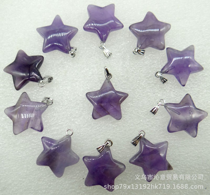 Generic Natural Stone Crystal Agate Pendant Necklace Star White Stone 