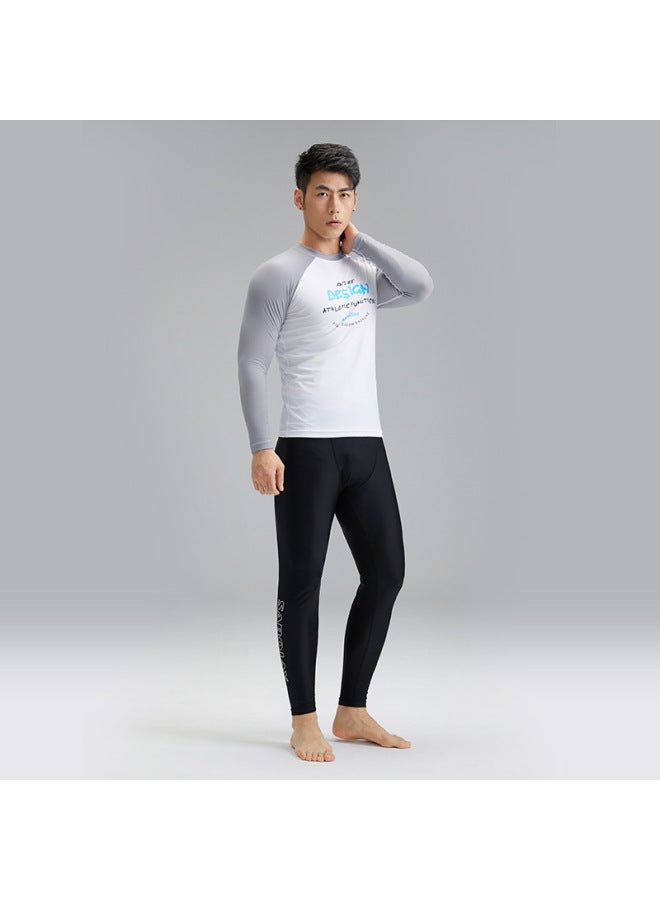 Loquat Men's Split Swimsuit Professional Sports Surfsuit Sunscreen UPF Quick-drying Swimsuit Men's-Color:NY23-11-2 White Top- - Image 5