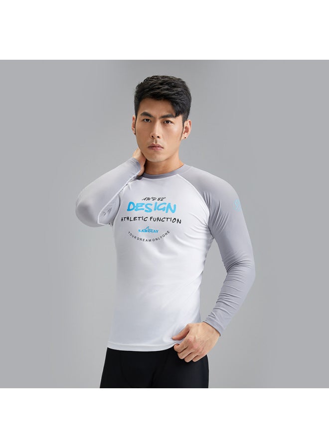 Loquat Men's Split Swimsuit Professional Sports Surfsuit Sunscreen UPF Quick-drying Swimsuit Men's-Color:NY23-11-2 White Top- - Image 3