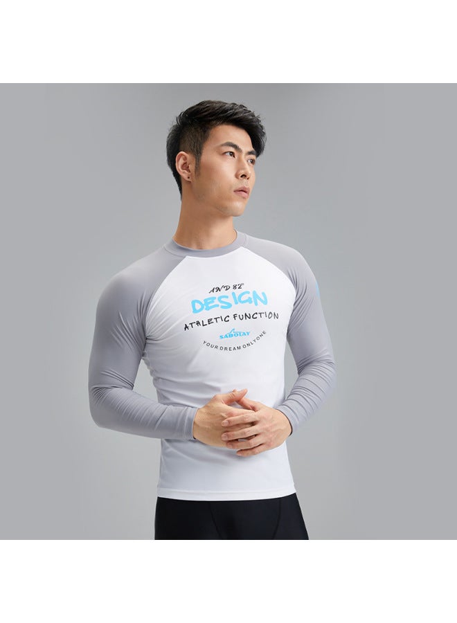 Loquat Men's Split Swimsuit Professional Sports Surfsuit Sunscreen UPF Quick-drying Swimsuit Men's-Color:NY23-11-2 White Top- - Image 1