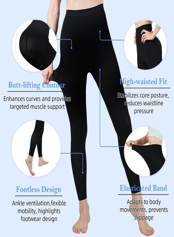 XUANSHOW 20-30mmHg Medical Compression Pantyhose, Women Compression Stockings & Leggings, Opaque Footless High Waist Opaque Compression Tights for Varicose Veins, Graduated Support Hose for Doctor (M, Black) - Image 4
