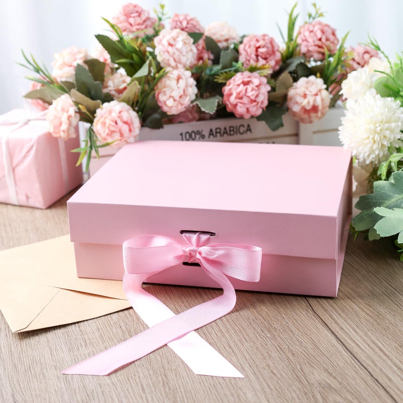 JOHOUSE Pink Gift Box, 10.5" x 7.5" x 3.1" Gift Boxes For Presents With Lids and Magnetic Closure Collapsible For Bridesmaid Proposal, Weddings, Anniversary Present - Image 5