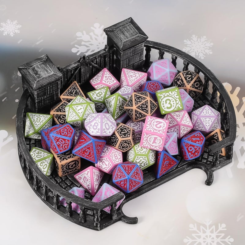 Ciaraq Dnd Polyhedral Dice Set (42Pcs) With A Gold Pattern Drawstring Bag For Dungeons And Dragons Rpg Mtg Table Games. 6 Sets Fantasy Role Playing Dice Set - Image 3