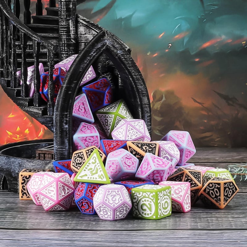 Ciaraq Dnd Polyhedral Dice Set (42Pcs) With A Gold Pattern Drawstring Bag For Dungeons And Dragons Rpg Mtg Table Games. 6 Sets Fantasy Role Playing Dice Set - Image 5