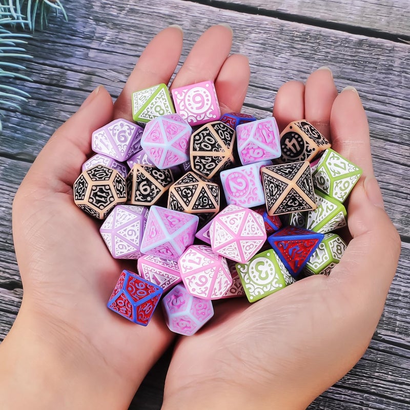 Ciaraq Dnd Polyhedral Dice Set (42Pcs) With A Gold Pattern Drawstring Bag For Dungeons And Dragons Rpg Mtg Table Games. 6 Sets Fantasy Role Playing Dice Set - Image 2
