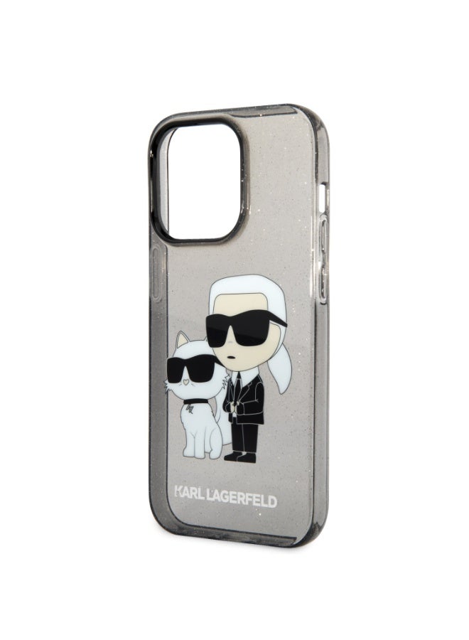 كارل لاغرفيلد كفر جوال ايفون 14 برو لامع لون أسود من كارل لاغرفيلد Karl Lagerfeld IML Glitter NFT Karl & Choupette Hard Case for iPhone 14 Pro - Image 3