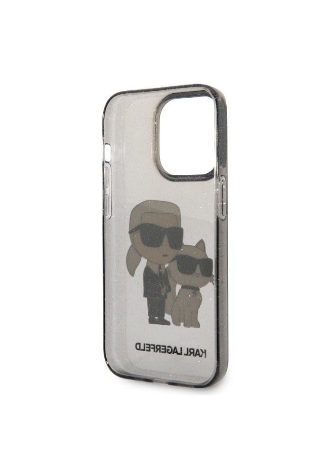 كارل لاغرفيلد كفر جوال ايفون 14 برو لامع لون أسود من كارل لاغرفيلد Karl Lagerfeld IML Glitter NFT Karl & Choupette Hard Case for iPhone 14 Pro - Image 2