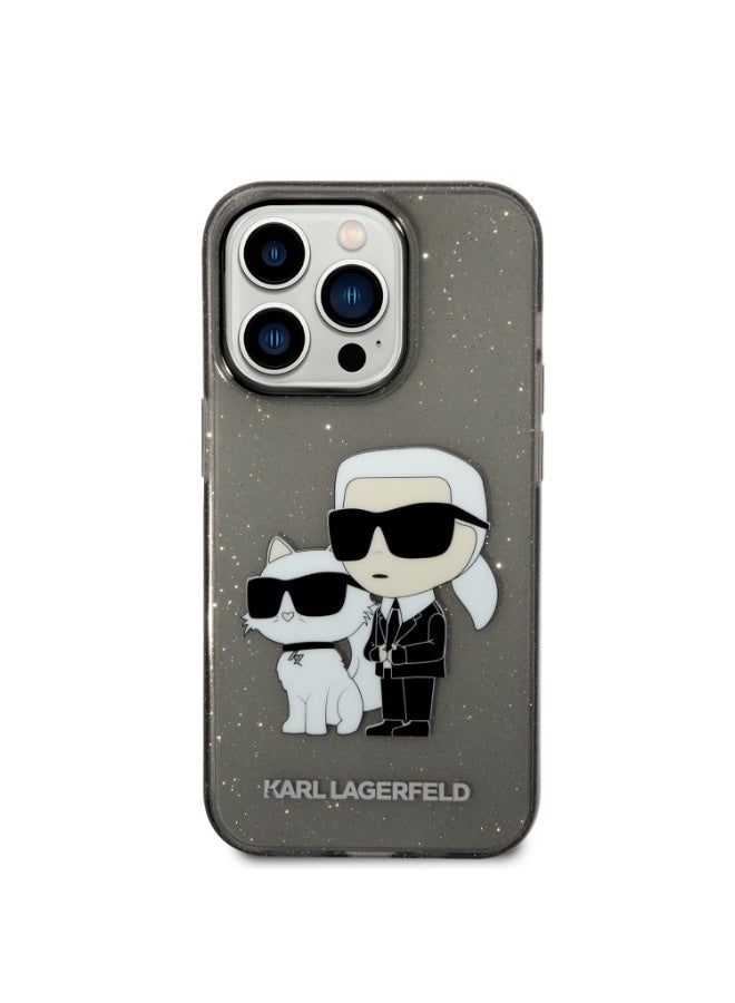 كارل لاغرفيلد كفر جوال ايفون 14 برو لامع لون أسود من كارل لاغرفيلد Karl Lagerfeld IML Glitter NFT Karl & Choupette Hard Case for iPhone 14 Pro - Image 4