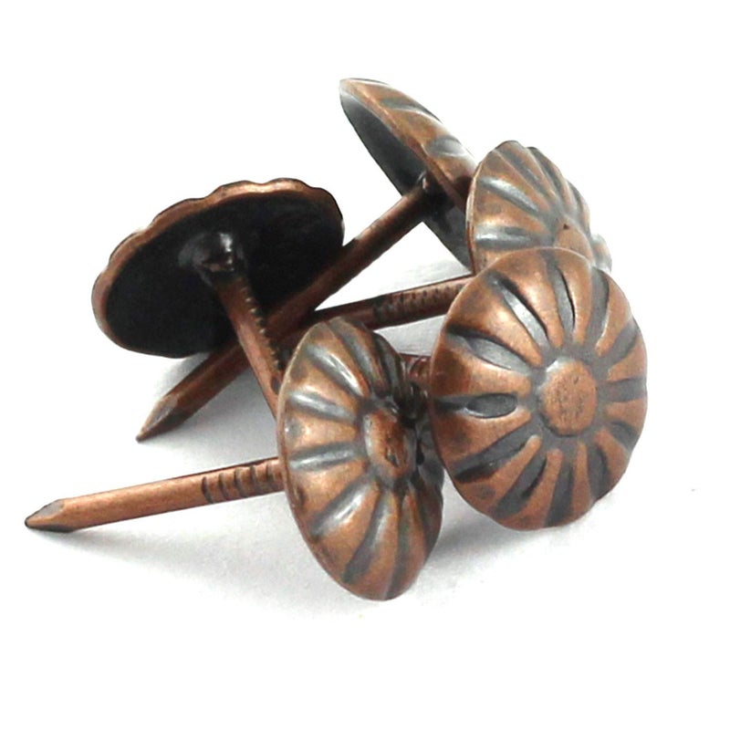 RuiLing 150pcs Upholstery Tacks Stud Elegant Vintage Antique Brass Pushpin Doornail Round Dome Head Furniture Decoration Nails Pins Red Bronze 11x17mm - Image 3