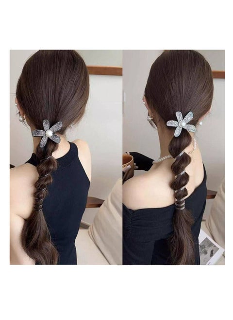 A luxurious flower design studded with crystals and an elegant pearl accent in the center. Strong and flexible materials for a secure hold without pulling hair. Suitable for all hair types and styles. A perfect piece for personal use or as a special gift. Available colors: Black, Brown, and Shiny Silver Suitable for: Girls and women