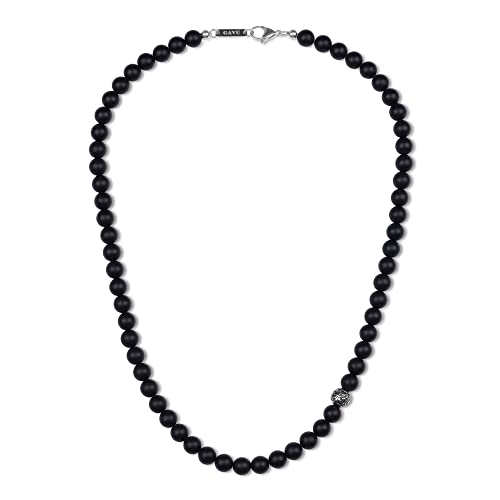GAVU Men's Crystal Beaded Necklace, Black Onyx Necklace for Men with Fleur De Lis Bead 26" - Image 1