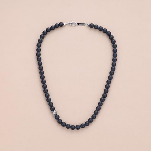 GAVU Men's Crystal Beaded Necklace, Black Onyx Necklace for Men with Fleur De Lis Bead 26" - Image 3