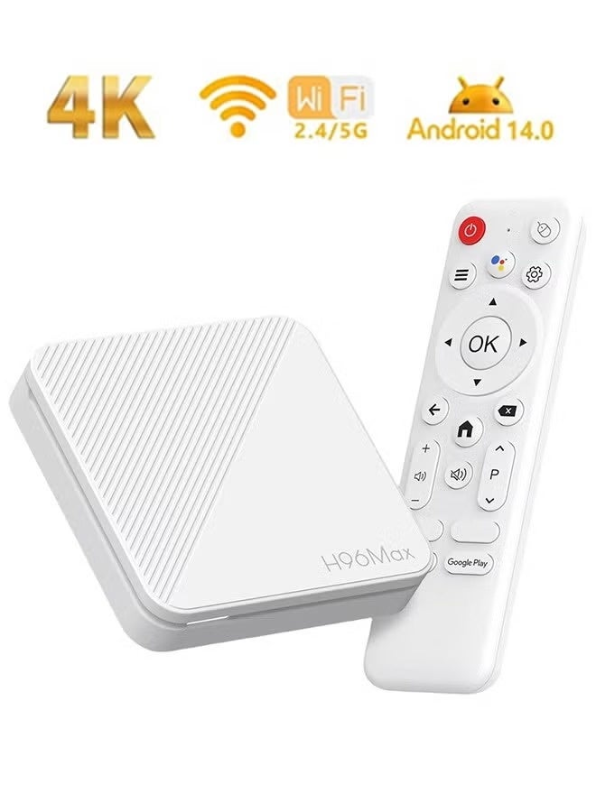 اتش 96 ماكس صندوق تلفزيون 4K يعمل بنظام أندرويد 14، صندوق تلفزيون يعمل بنظام أندرويد مع واي فاي وبلوتوث ورباعي النواة ومشغل وسائط عالي الدقة، وذاكرة وصول عشوائي 2 جيجابايت وذاكرة قراءة فقط 16 جيجابايت - Image 1