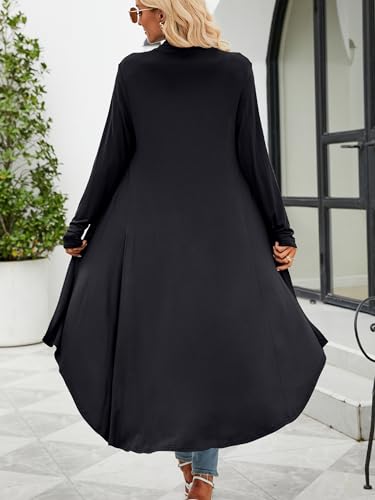 POGTMM Long Cardigan for Women Dressy 2024 Lightweigt Open Front Long Sleeve Duster Cardigans (Black, L) - Image 4