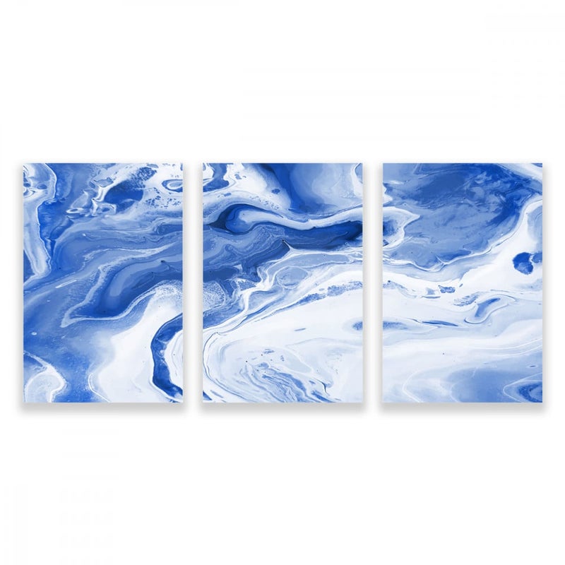 ماركتنا ثلاث لوحات قماشية مودرن بتصميم رسم تجريدي مع برواز مجوف مقاس (150×70) ثلاث قطع - Image 1