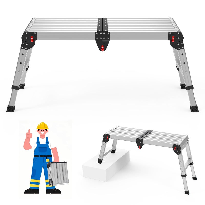 Loyoda Work Platform 500 Lbs, Folding Step Stool with One-Touch Automatic Fold, 4 Height Adjustment Step Platform, Perfect for RV Cleaning, Home Painting and Reaching High Places, Larger, Black - Image 1