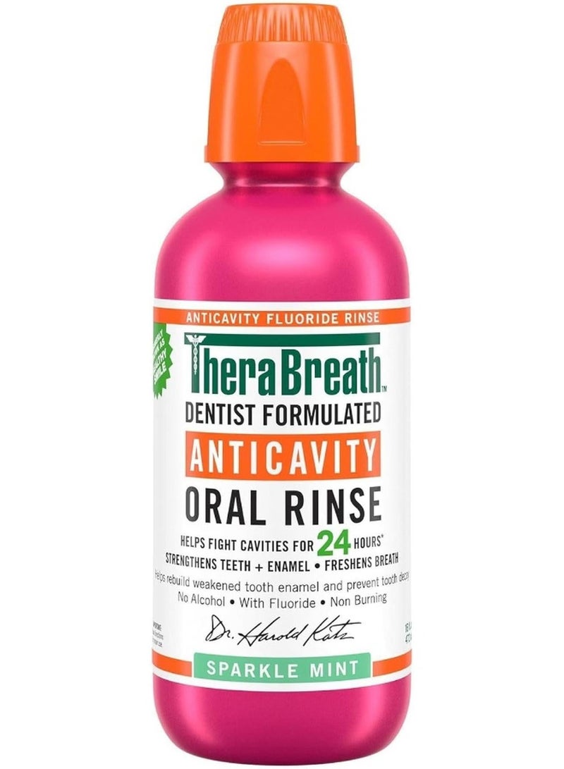 THERABREATH Anticavity Oral Rinse Sparkle Mint 16 fl oz 473ml
