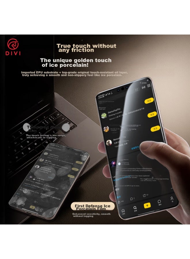 DiVi First Guard For Huawei Pura70 Phone, Full Adhesive P70 Hydrogel Film, High-definition Anti-fingerprint Non-tempered Shatterproof Dust-free Soft Film Protective Film - Image 3