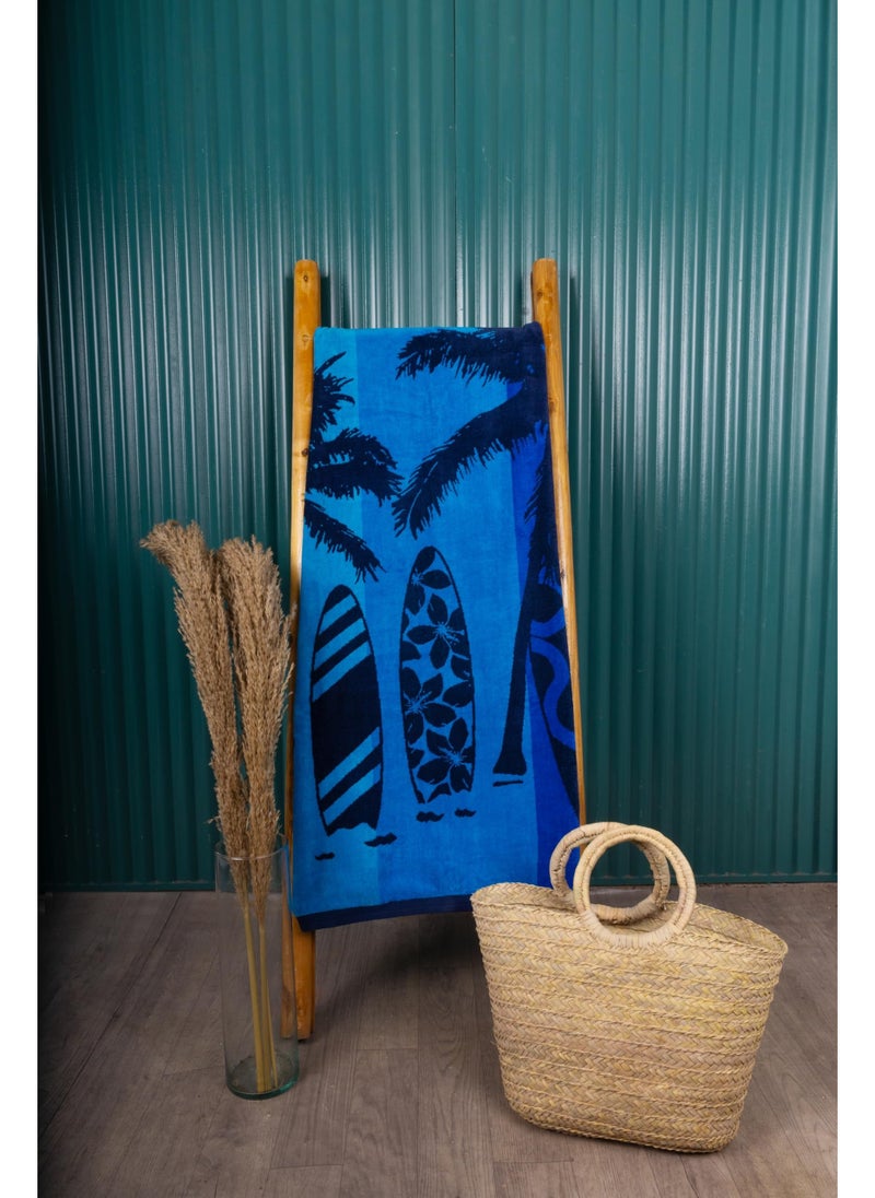 SIGNOOLA Signoola Beach Towel 90 x 170 cm Blue Surfing Boards ,100% cotton  - Image 2
