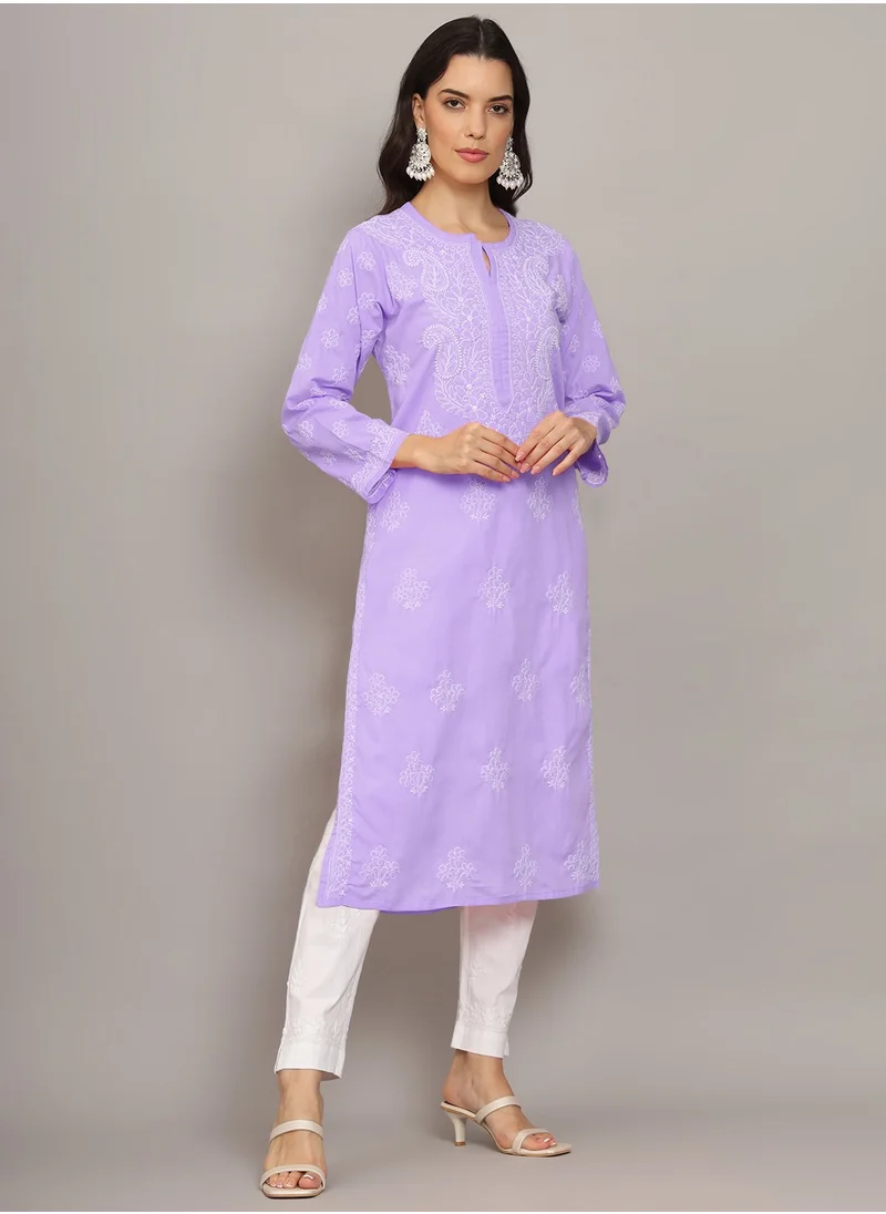 Alaya Women Hand Embroidered Chikankari Cotton Kurta-AL4043