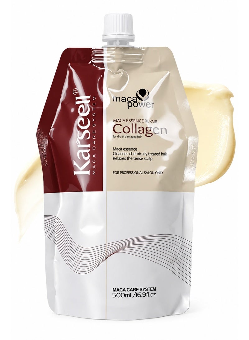 Karseell Maca Power Collagen Essence Repair Hair Treatment & Mask with Argan Oil – For Dry & Damaged Hair – 500ml - Image 1