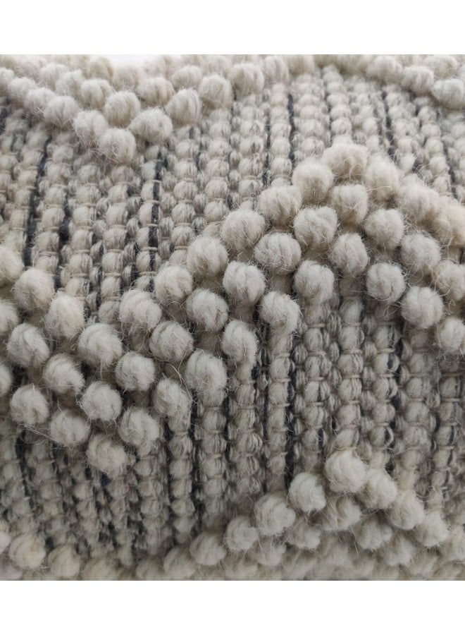 Natural & Black Color Handmade Cotton-Wool Cushion - CS 046 (30x90cm)
