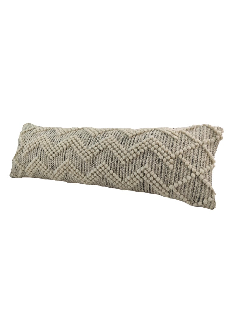 Natural & Black Color Handmade Cotton-Wool Cushion - CS 046 (30x90cm)