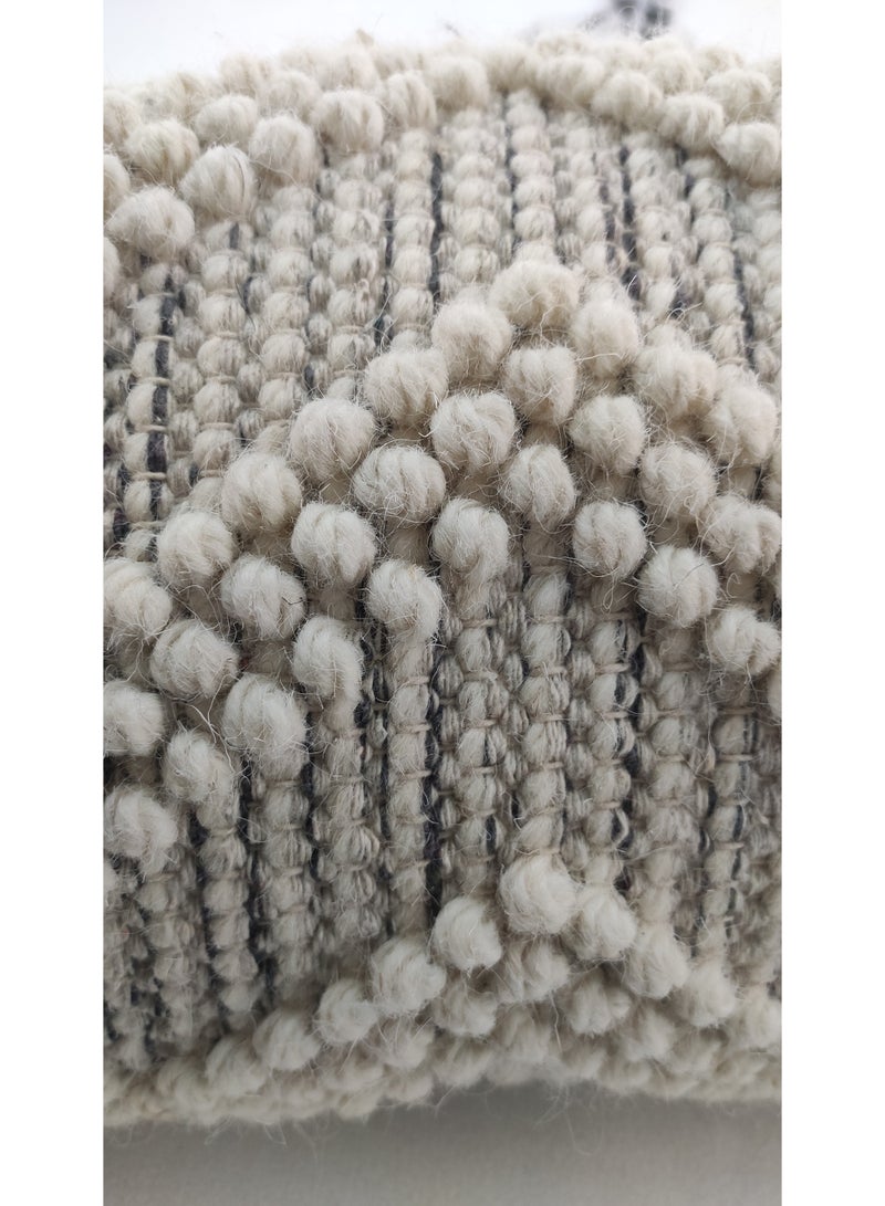 Natural & Black Color Handmade Cotton-Wool Cushion - CS 046 (30x90cm)