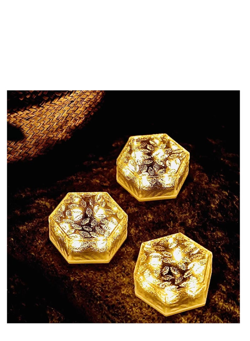 أضواء شمسية أرضية، 3 عبوات من أضواء الطوب الزجاجية الشمسية مع 6 LEDs مقاومة للماء للإضاءة الخارجية المناظر الطبيعية للفناء وطرق الوصول والساحات والأسطح والممرات. - Image 2