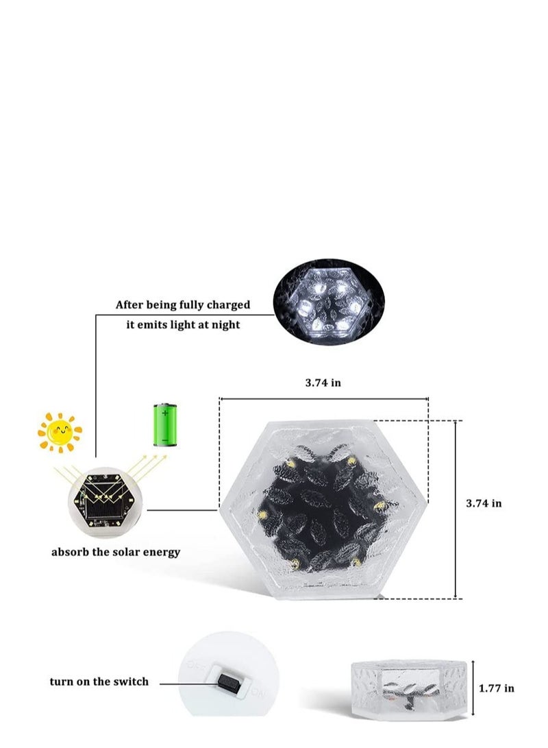 أضواء شمسية أرضية، 3 عبوات من أضواء الطوب الزجاجية الشمسية مع 6 LEDs مقاومة للماء للإضاءة الخارجية المناظر الطبيعية للفناء وطرق الوصول والساحات والأسطح والممرات. - Image 3