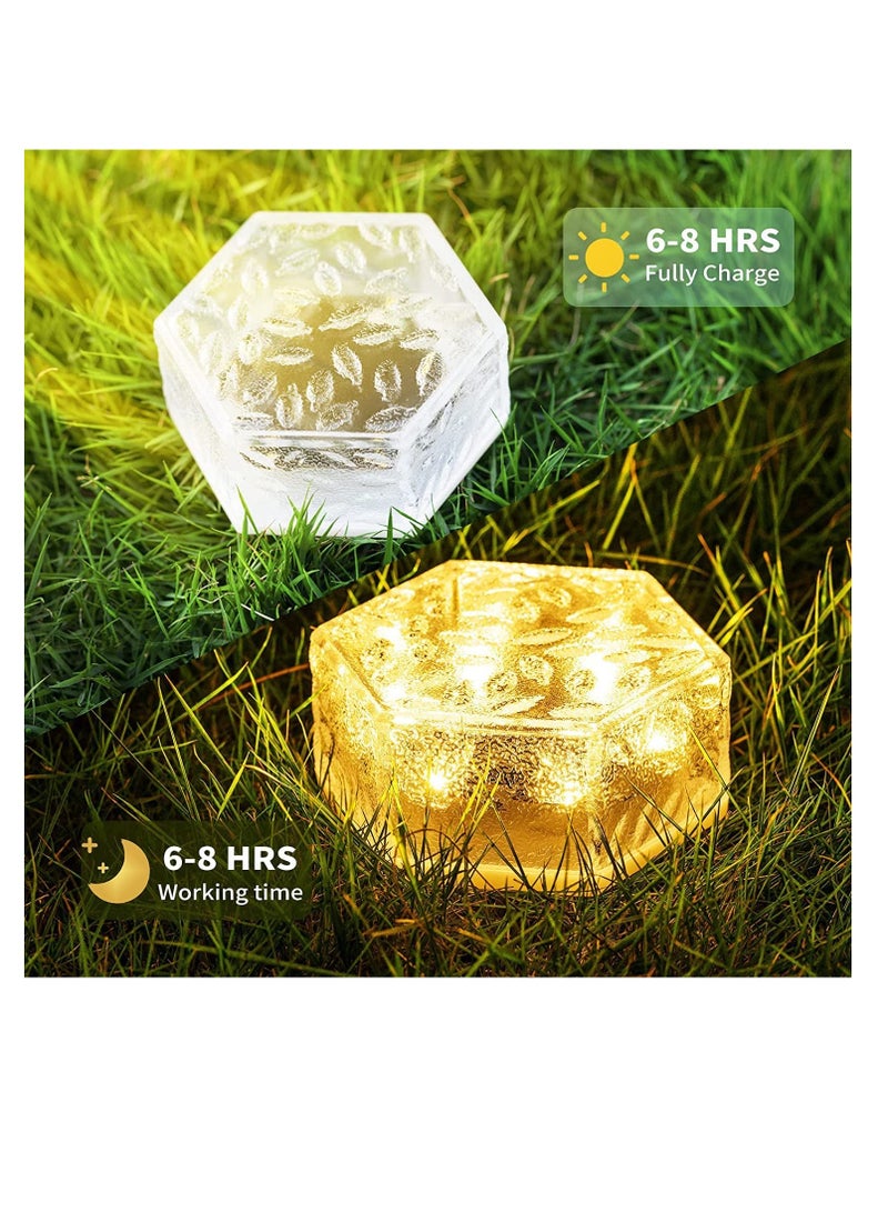 أضواء شمسية أرضية، 3 عبوات من أضواء الطوب الزجاجية الشمسية مع 6 LEDs مقاومة للماء للإضاءة الخارجية المناظر الطبيعية للفناء وطرق الوصول والساحات والأسطح والممرات. - Image 5