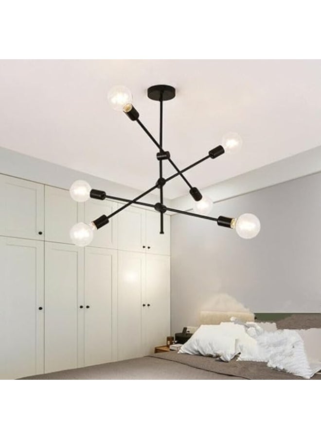 Generic AFN Modern Sputnik Chandelier 6-Light Black Ceiling Lighting Mid-Century Pendant Light Fixture  - Image 1