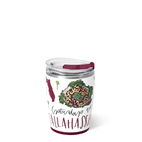 Swig Life 12oz Insulated Tumbler Travel Coffee Tumbler with Lid Cup Holder Friendly Travel Coffee Mug Stainless Steel 12 oz Reusable Insulated Coffee Mug Saturdays in Tallahassee - Image 1