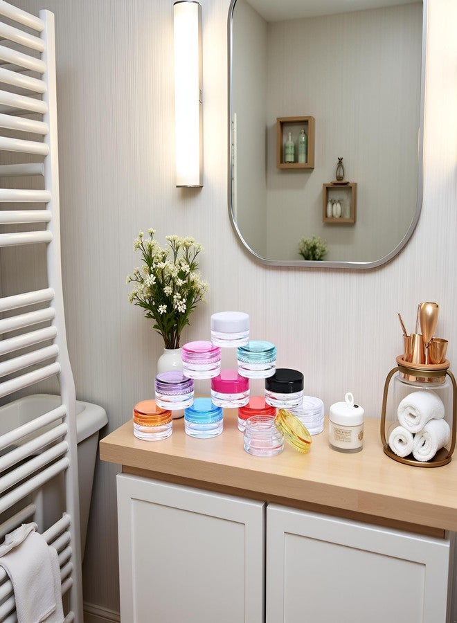 Jowxsx 10 Pcs Multicolour Plastic Face Cream Jars Mini Lotion Containers Small Toiletries Pots Empty Refillable Makeup Container Travel Portable Cosmetic Jars for Beauty Products Refillable Containers - Image 4