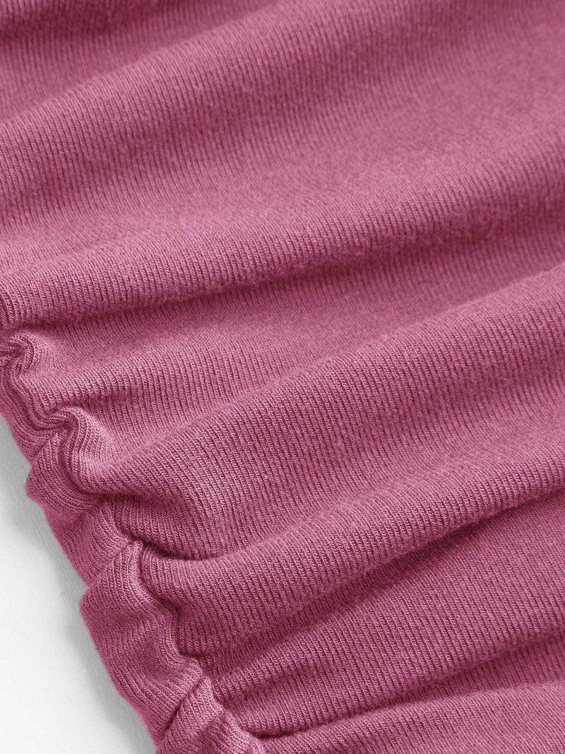 CIDER Womens Tank Tops Sleeveless High Neck Ruched Crop Tops Going Out Casual Basic Ribbed Shirt Summer Fashion Clothing: Pink, M - Image 2