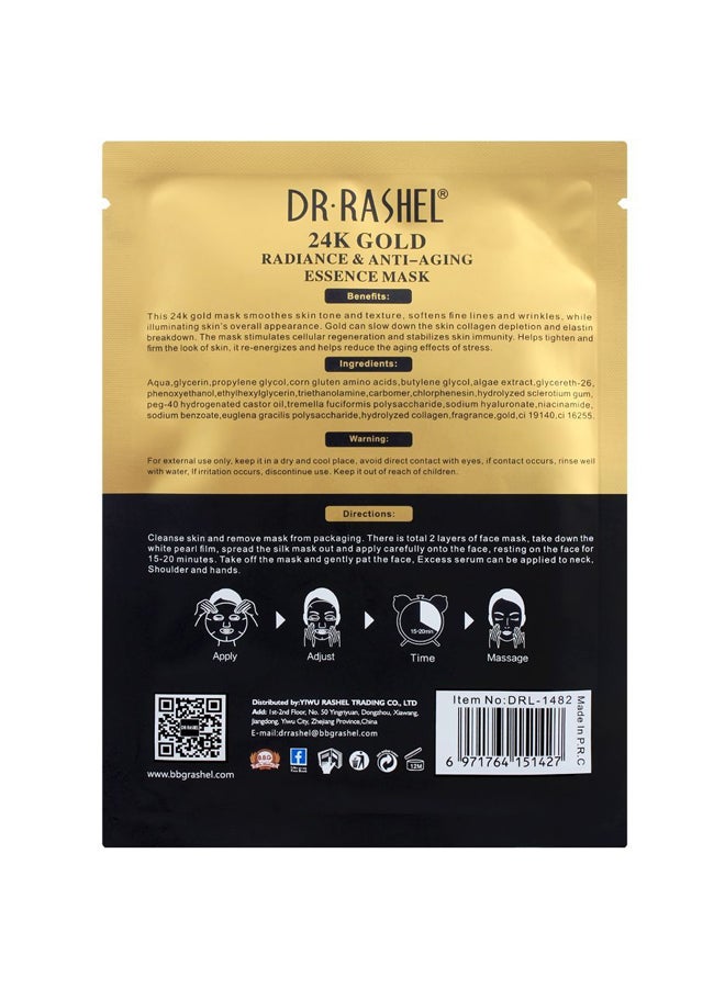 DR. RASHEL 5 Pieces 24K Gold Radiance & Anti-Aging Essence Mask White 25grams - Image 3