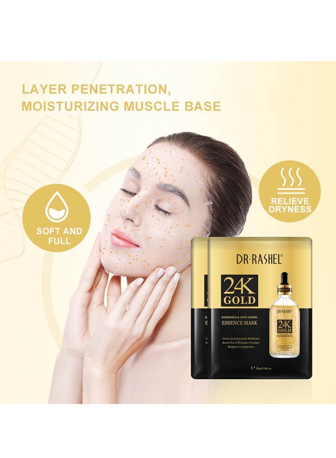 DR. RASHEL 5 Pieces 24K Gold Radiance & Anti-Aging Essence Mask White 25grams - Image 4