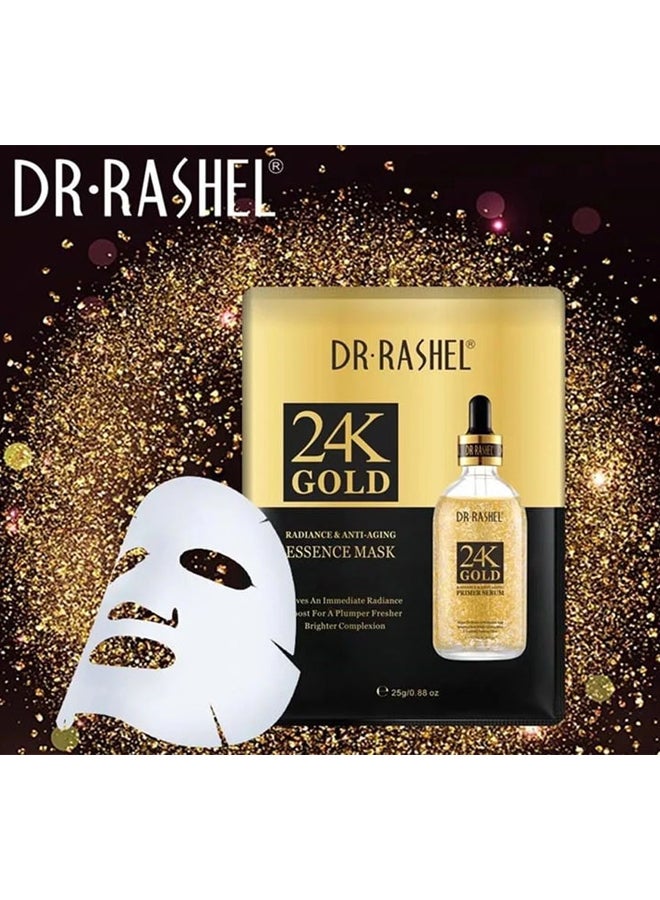 DR. RASHEL 5 Pieces 24K Gold Radiance & Anti-Aging Essence Mask White 25grams - Image 2