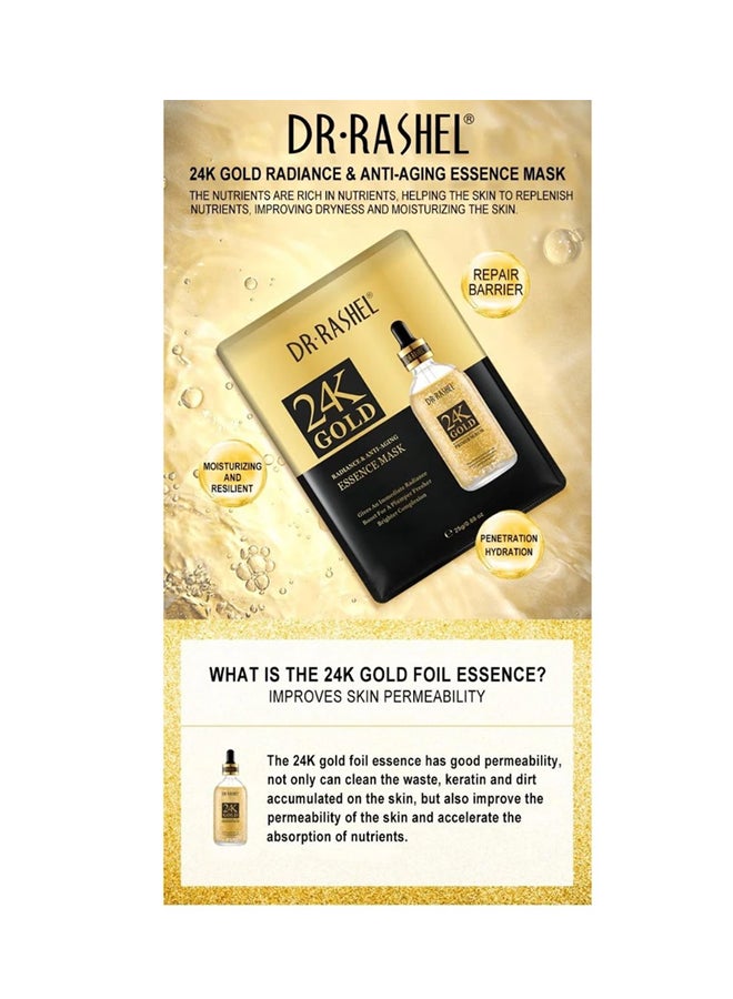 DR. RASHEL 5 Pieces 24K Gold Radiance & Anti-Aging Essence Mask White 25grams - Image 5