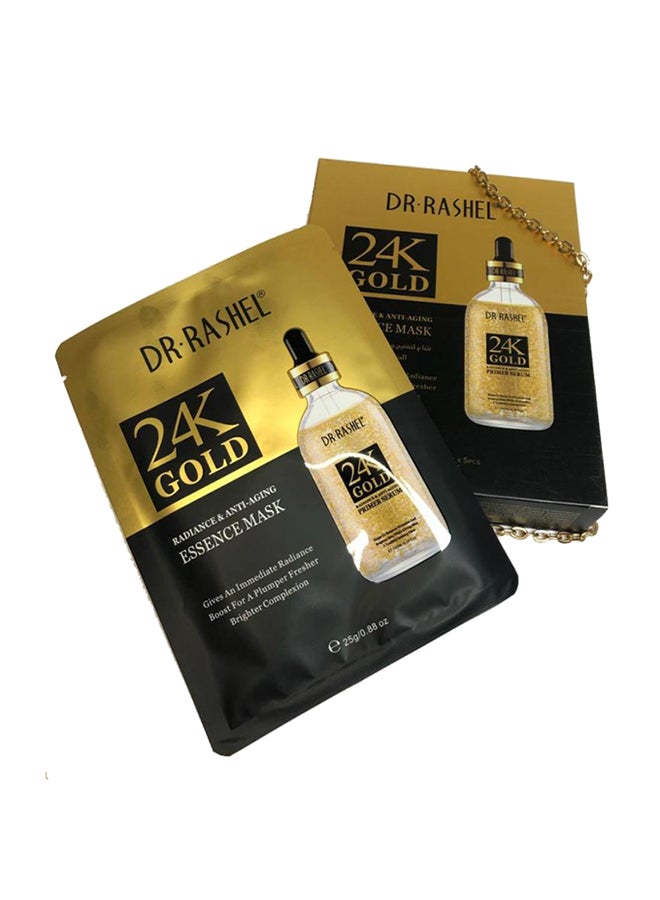 DR. RASHEL 5 Pieces 24K Gold Radiance & Anti-Aging Essence Mask White 25grams - Image 1