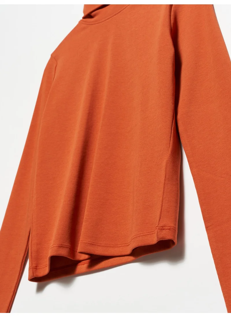 Dilvin 50167 Turtleneck Blouse-Y.orange