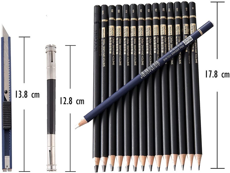 PEACORA Nyoni Sketch Pencil Kit of 29 Pieces Professional Drawing Pencils and Sketch Kit for Artist, Beginner, Student Graphite Charcoal Sketch Pencils (29) - Image 2