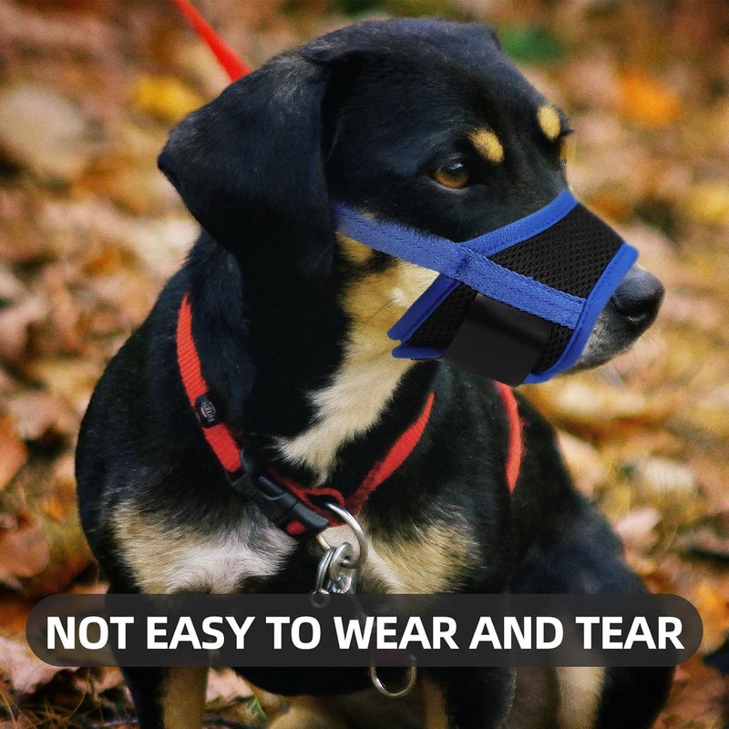 Adjustable Nylon Dog Muzzle Blue L Size 18-24cm Anti-Barking Walking Puppy Mouth Cover Breathable Soft Dog Mouth Sleeve for Small - Image 4