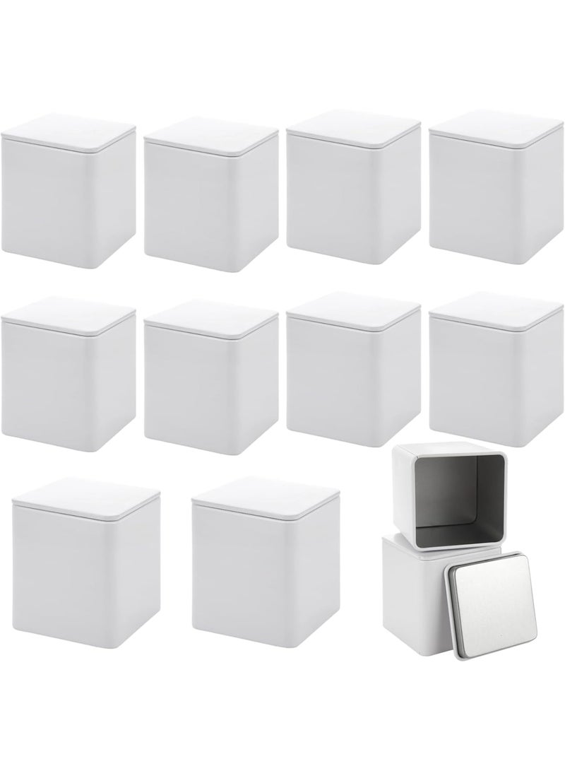 KASTWAVE علبة شاي معدنية مع أغطية مزدوجة محكمة الإغلاق، علب شاي صغيرة، علب تخزين شاي محكمة الإغلاق للمطبخ، حاويات شاي مربعة للشاي السائب، الأعشاب، القهوة، سكر مكعب (12 قطعة، 3 أونصات) - Image 1