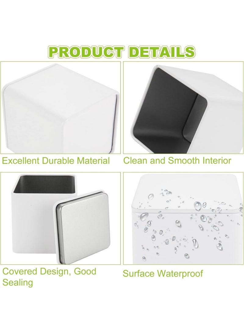 KASTWAVE علبة شاي معدنية مع أغطية مزدوجة محكمة الإغلاق، علب شاي صغيرة، علب تخزين شاي محكمة الإغلاق للمطبخ، حاويات شاي مربعة للشاي السائب، الأعشاب، القهوة، سكر مكعب (12 قطعة، 3 أونصات) - Image 4